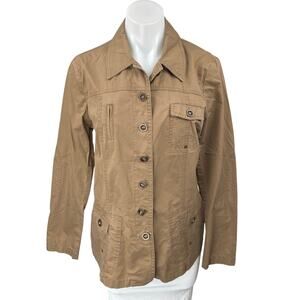 Tribal Women's Brown Long Sleeve Button Down Casual Utility Cargo Coat Jacket 4